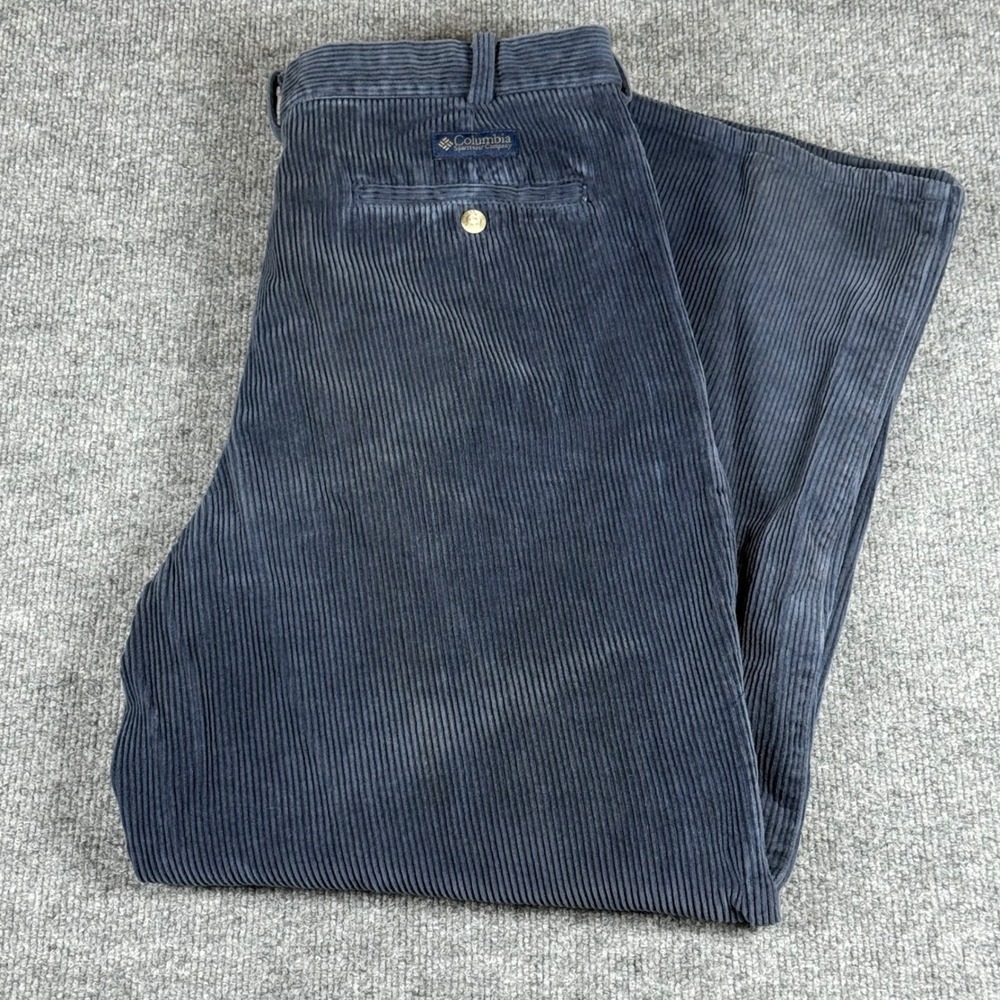 Vintage 90s Y2K Mens Corduroy Pants Pleated Blue 36x32 Relaxed Fit Workwear Fall